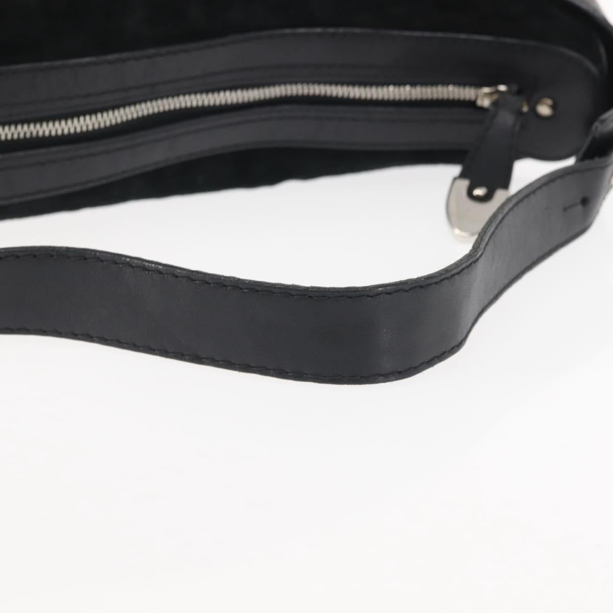 BALLY Shoulder Bag Suede Leather Black Silver