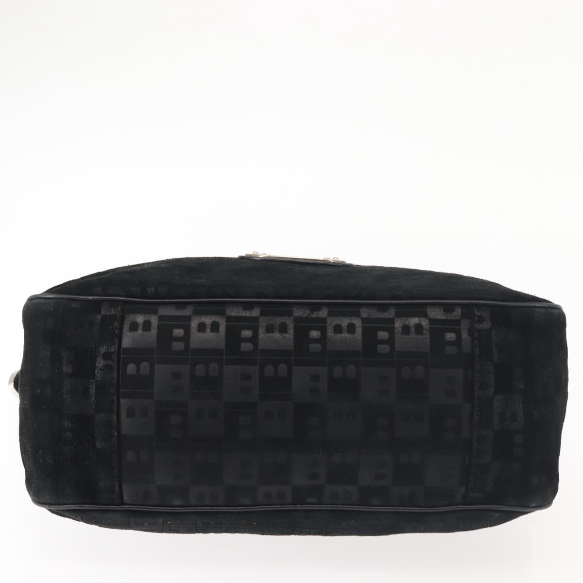 BALLY Shoulder Bag Suede Leather Black Silver