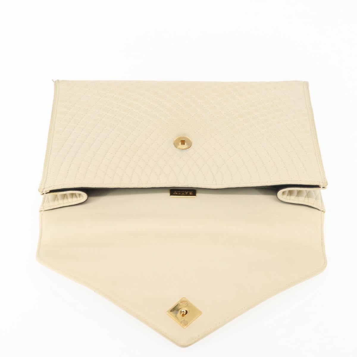 BALLY Quilted Hand Bag Leather Beige Gold