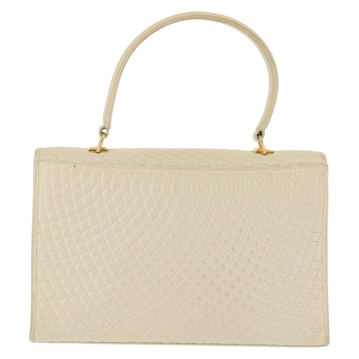 BALLY Quilted Hand Bag Leather Beige Gold