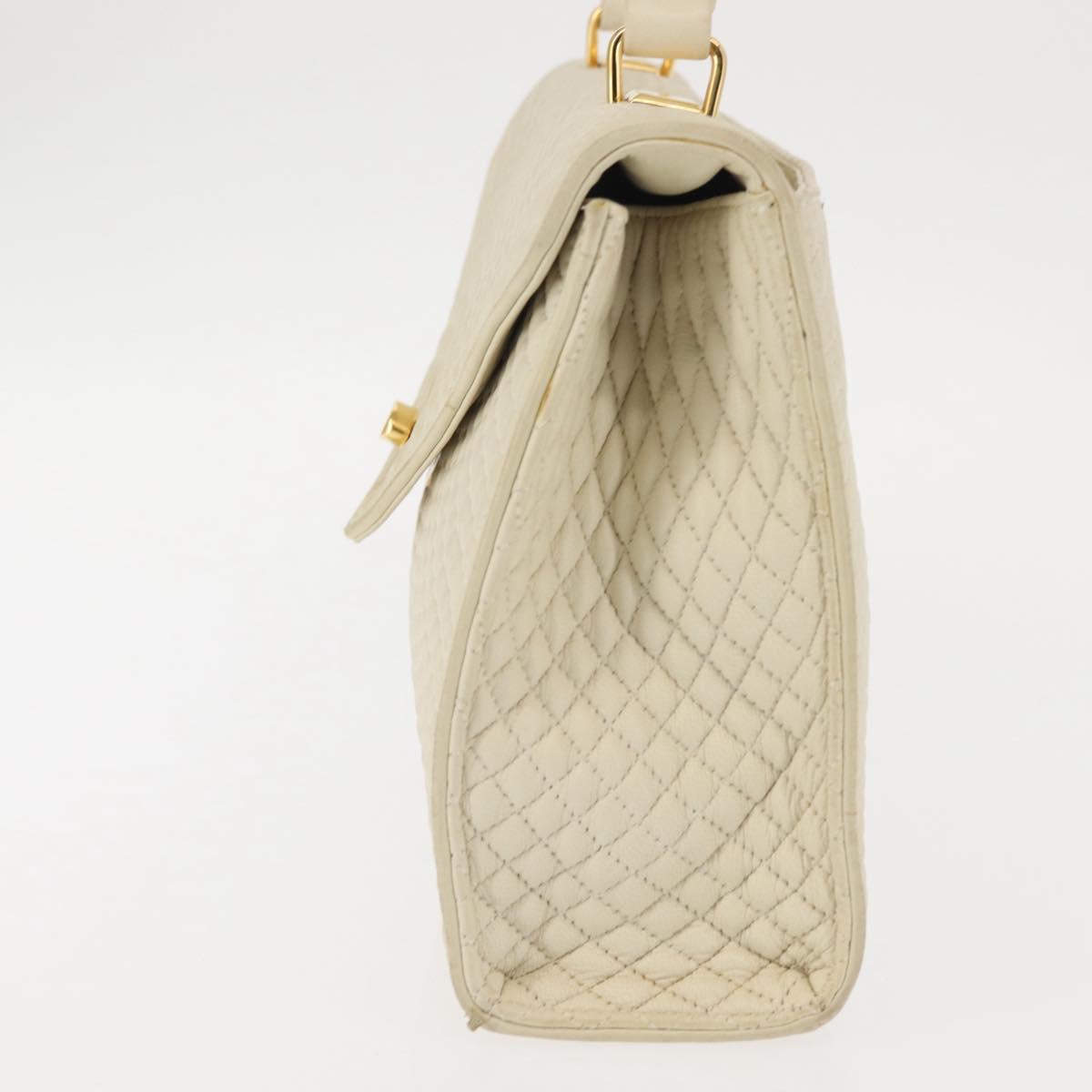 BALLY Quilted Hand Bag Leather Beige Gold