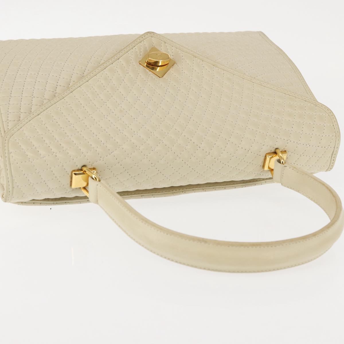 BALLY Quilted Hand Bag Leather Beige Gold