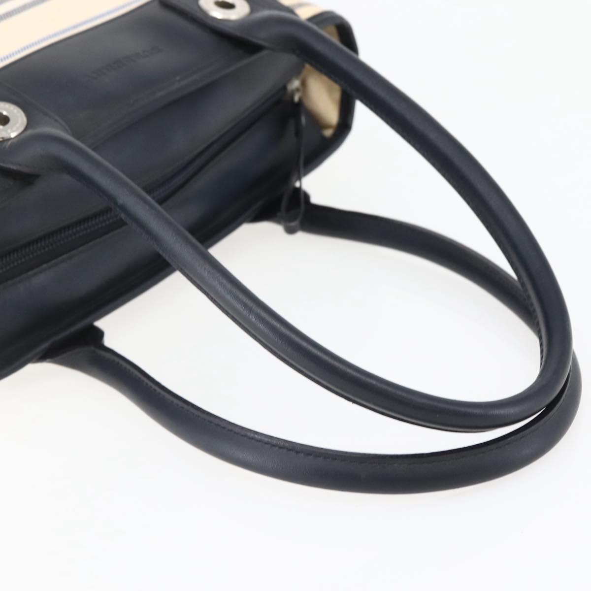 BURBERRY Tote Bag Canvas Leather White Silver
