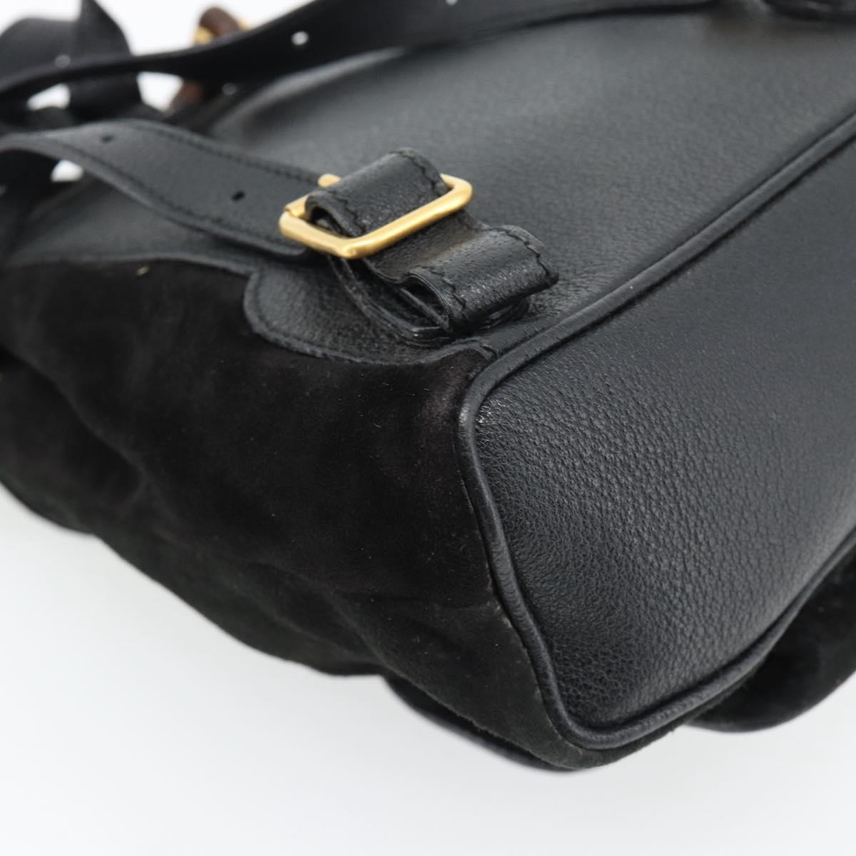 GUCCI Bamboo Backpack Suede Leather Black