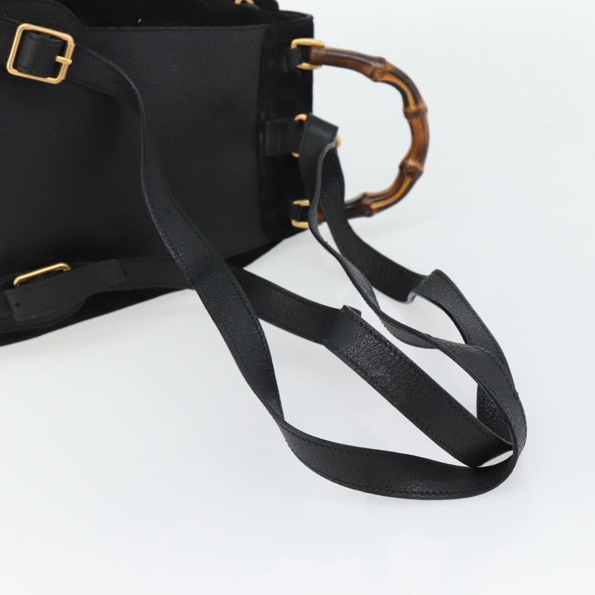 GUCCI Bamboo Backpack Suede Leather Black