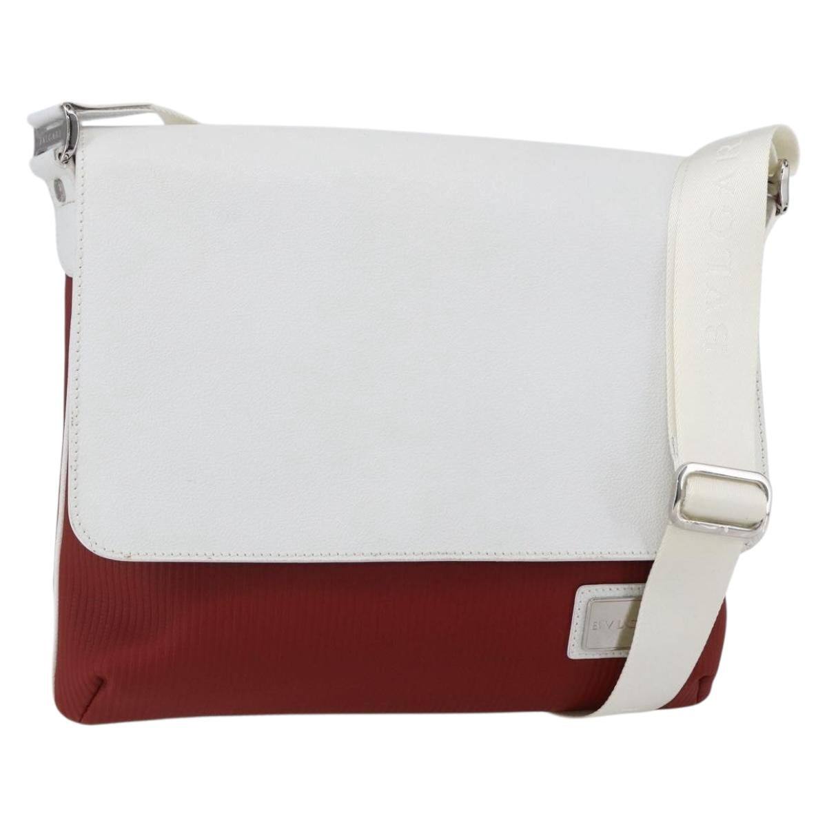 BVLGARI Shoulder Bag Leather Red White