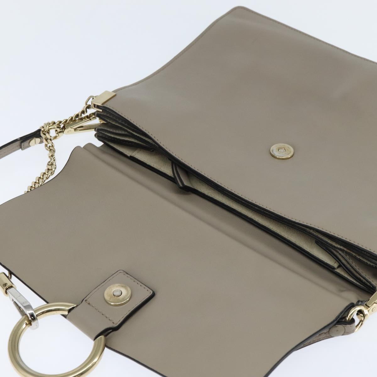 Chloe Fay Shoulder Bag Suede Leather Gray Gold