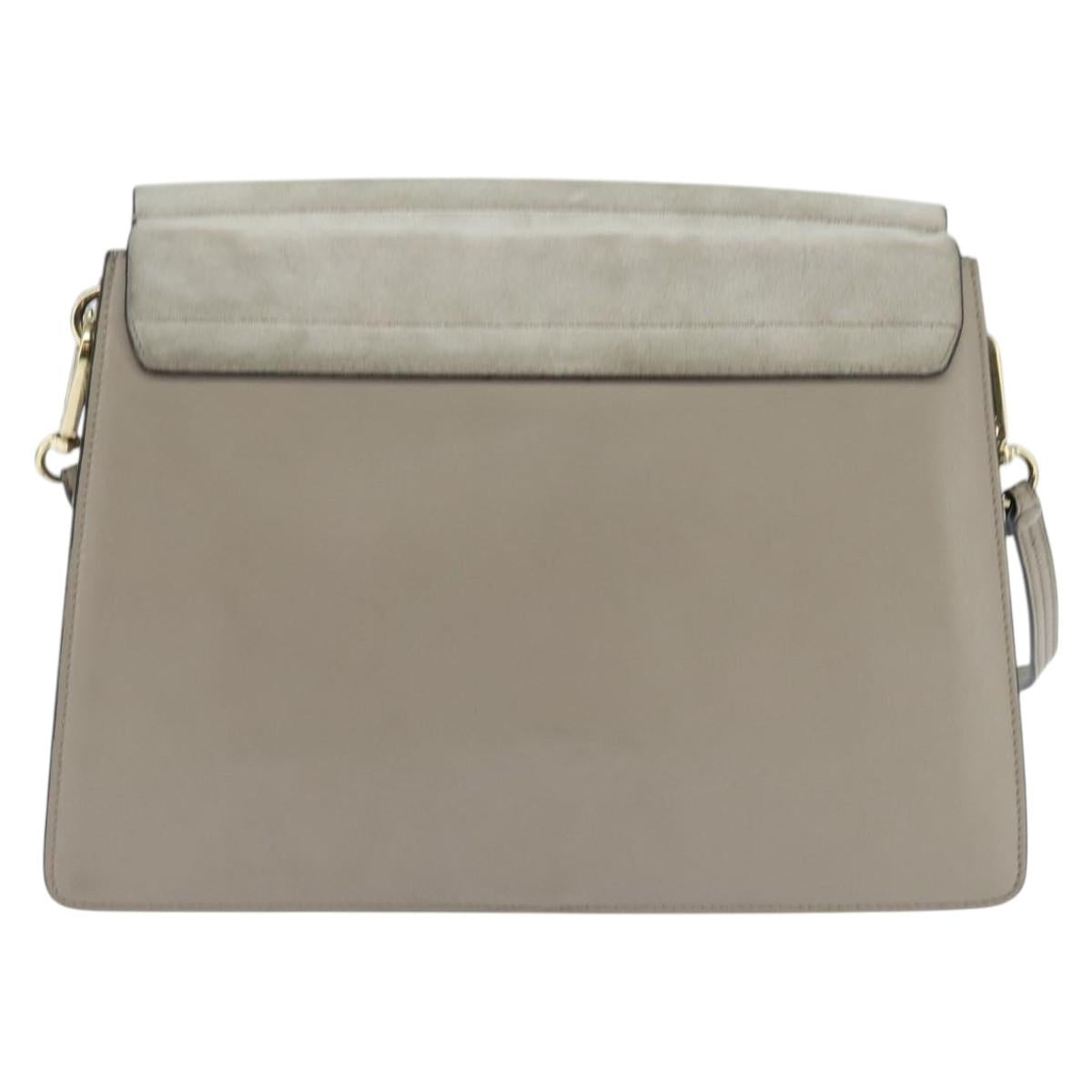 Chloe Fay Shoulder Bag Suede Leather Gray Gold