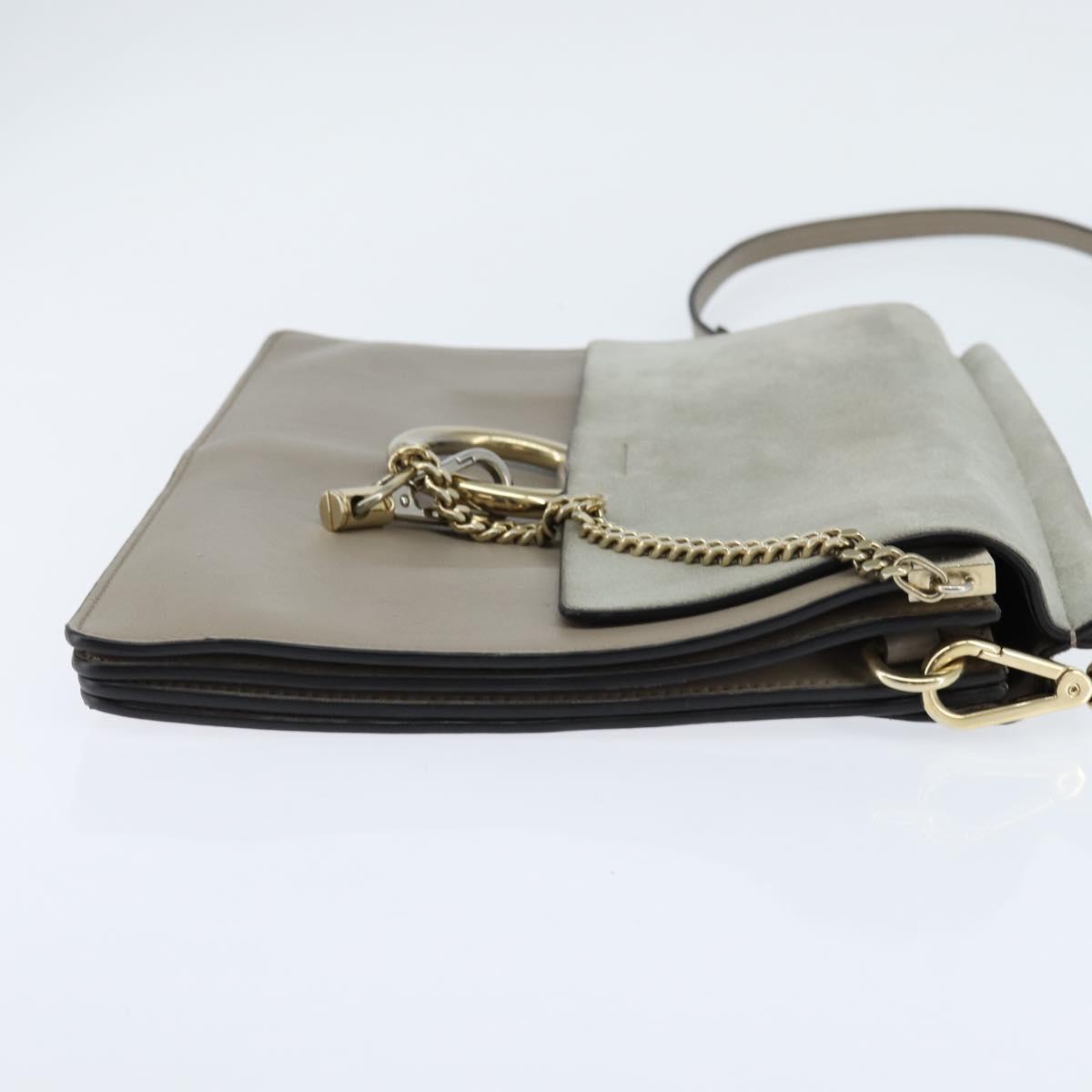Chloe Fay Shoulder Bag Suede Leather Gray Gold