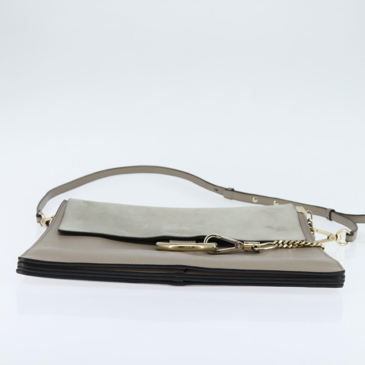Chloe Fay Shoulder Bag Suede Leather Gray Gold