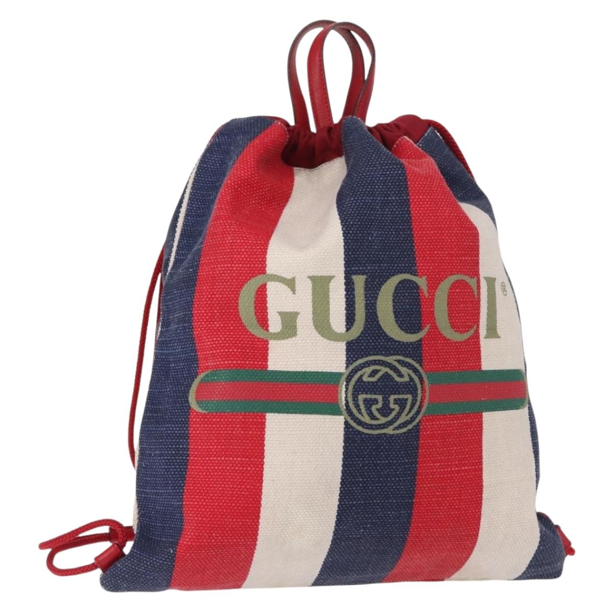 GUCCI Backpack Canvas Blue Red 473872
