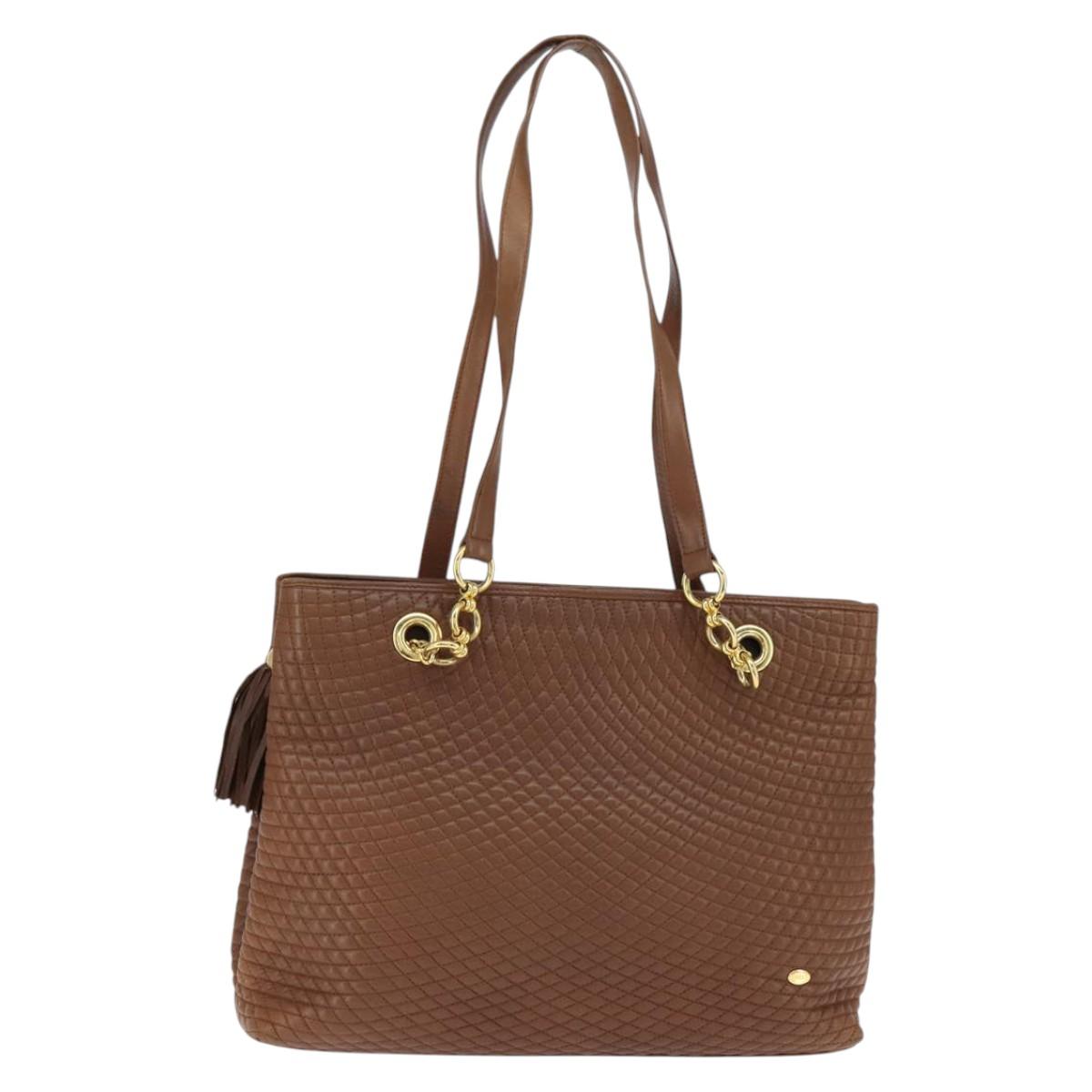 BALLY Tote Bag Leather Brown Gold