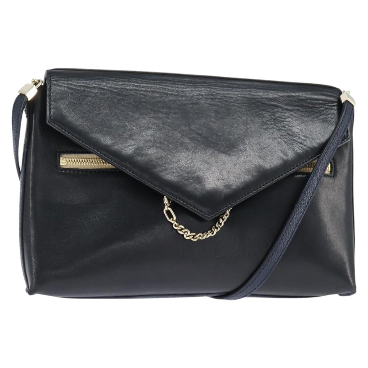 Chloe Shoulder Bag Leather Navy Gold