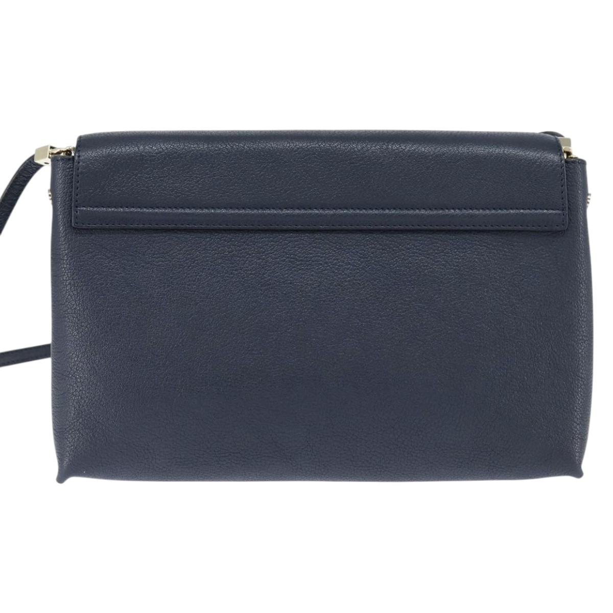 Chloe Shoulder Bag Leather Navy Gold