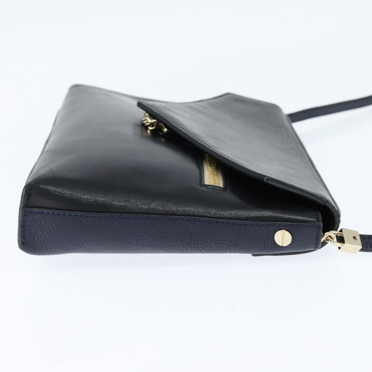 Chloe Shoulder Bag Leather Navy Gold