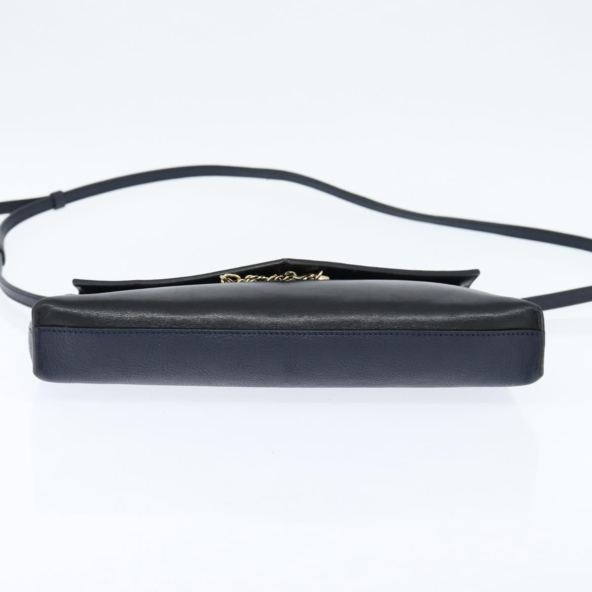 Chloe Shoulder Bag Leather Navy Gold