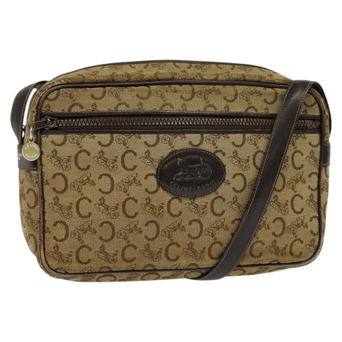 CELINE C Sulky Shoulder Bag Canvas Beige