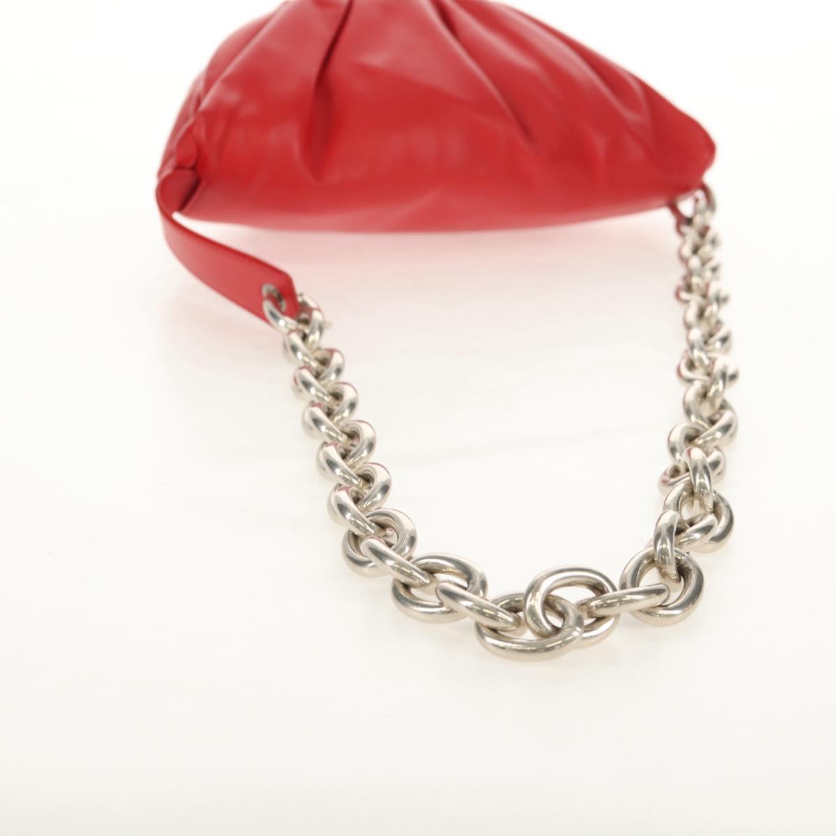 BOTTEGA VENETA The Chain Shoulder Bag Leather Red Silver