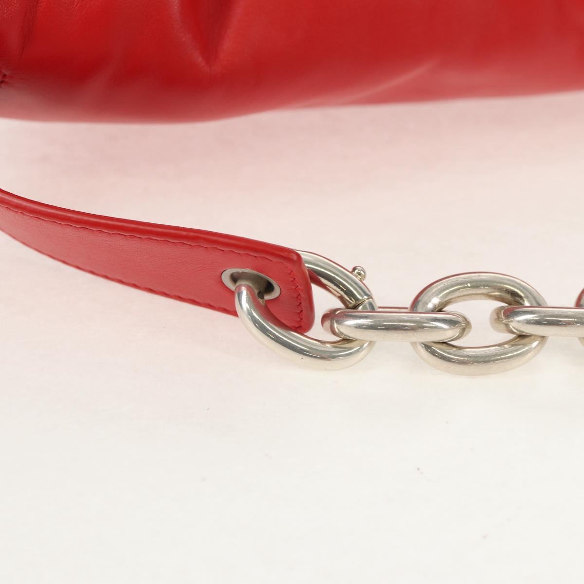 BOTTEGA VENETA The Chain Shoulder Bag Leather Red Silver