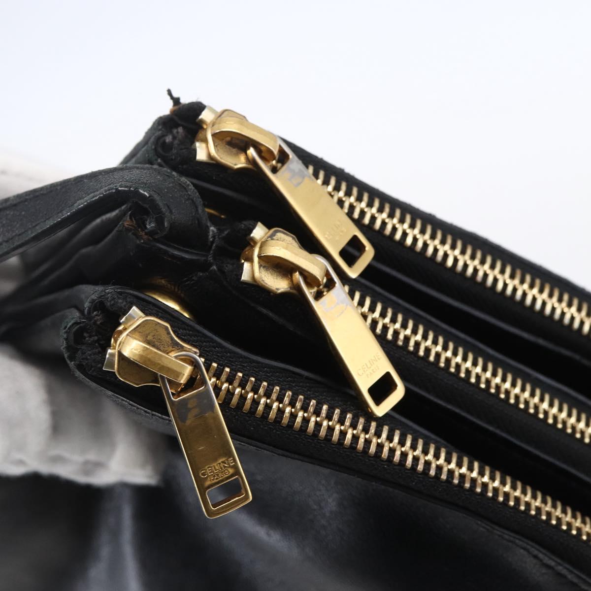 CELINE Trio Small Shoulder Bag Leather Black Gold