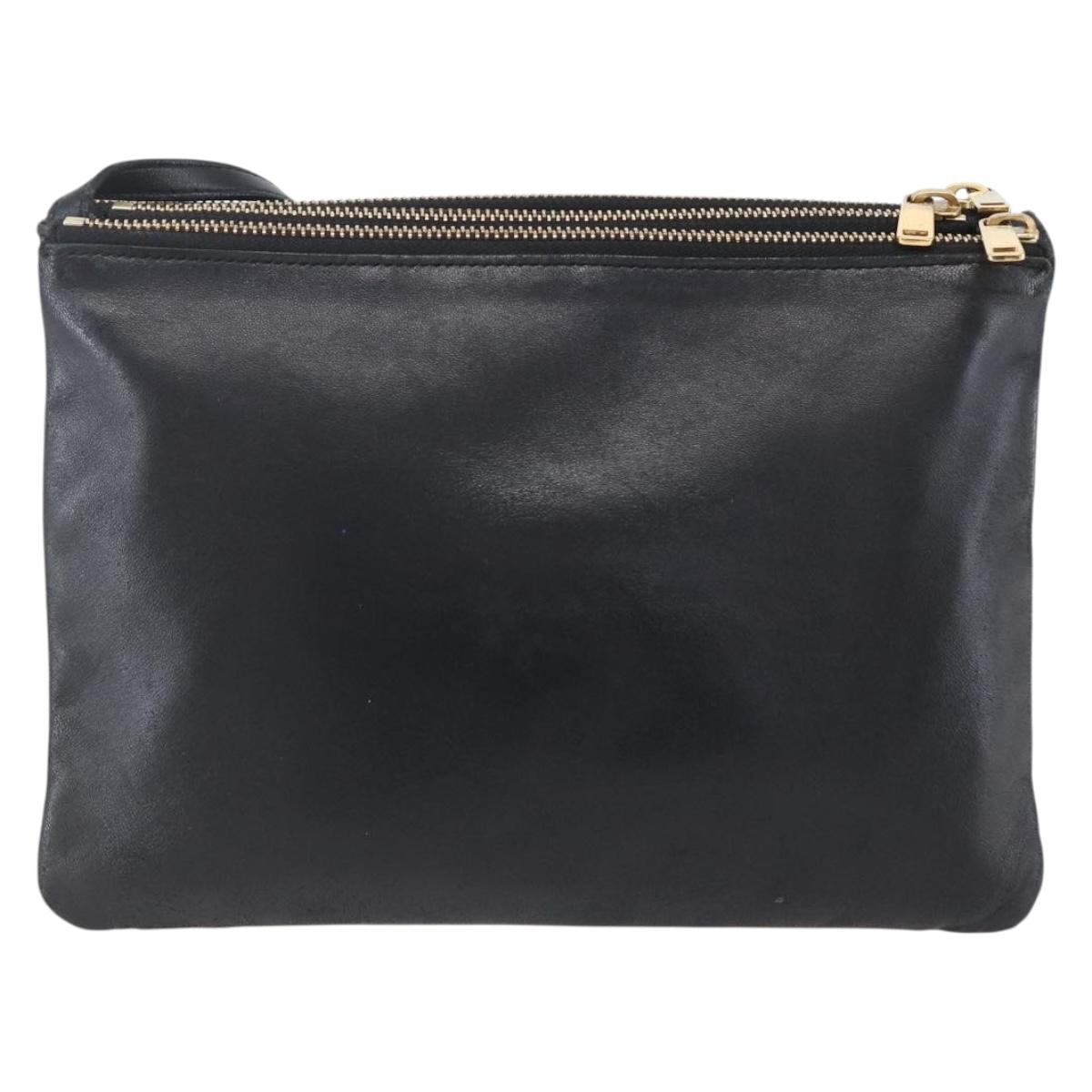 CELINE Trio Small Shoulder Bag Leather Black Gold