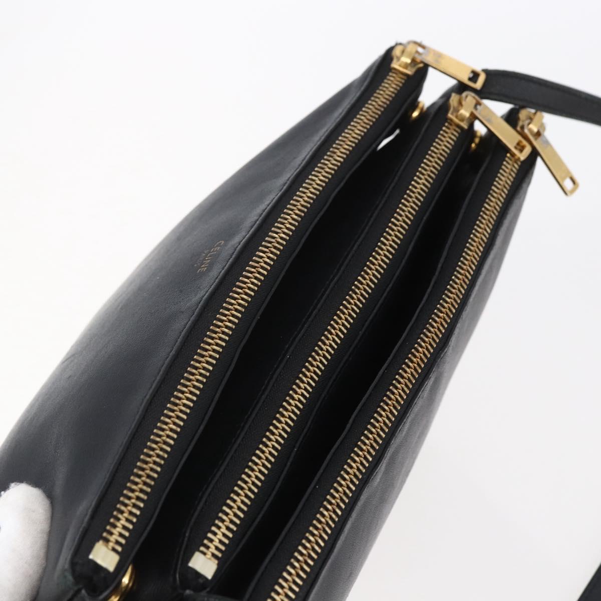 CELINE Trio Small Shoulder Bag Leather Black Gold