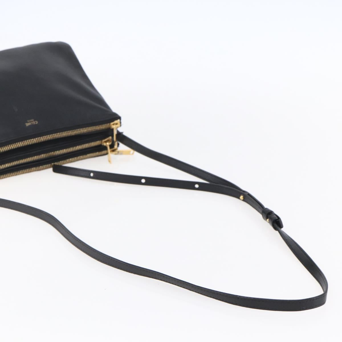 CELINE Trio Small Shoulder Bag Leather Black Gold