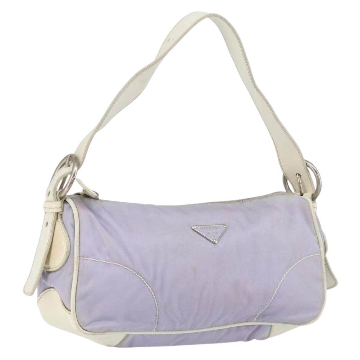 PRADA Shoulder Bag Nylon Purple Silver