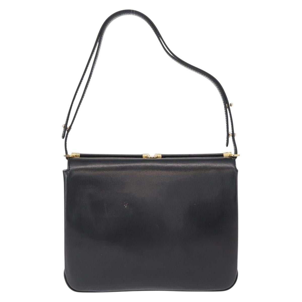 BALLY Shoulder Bag Leather Black Gold