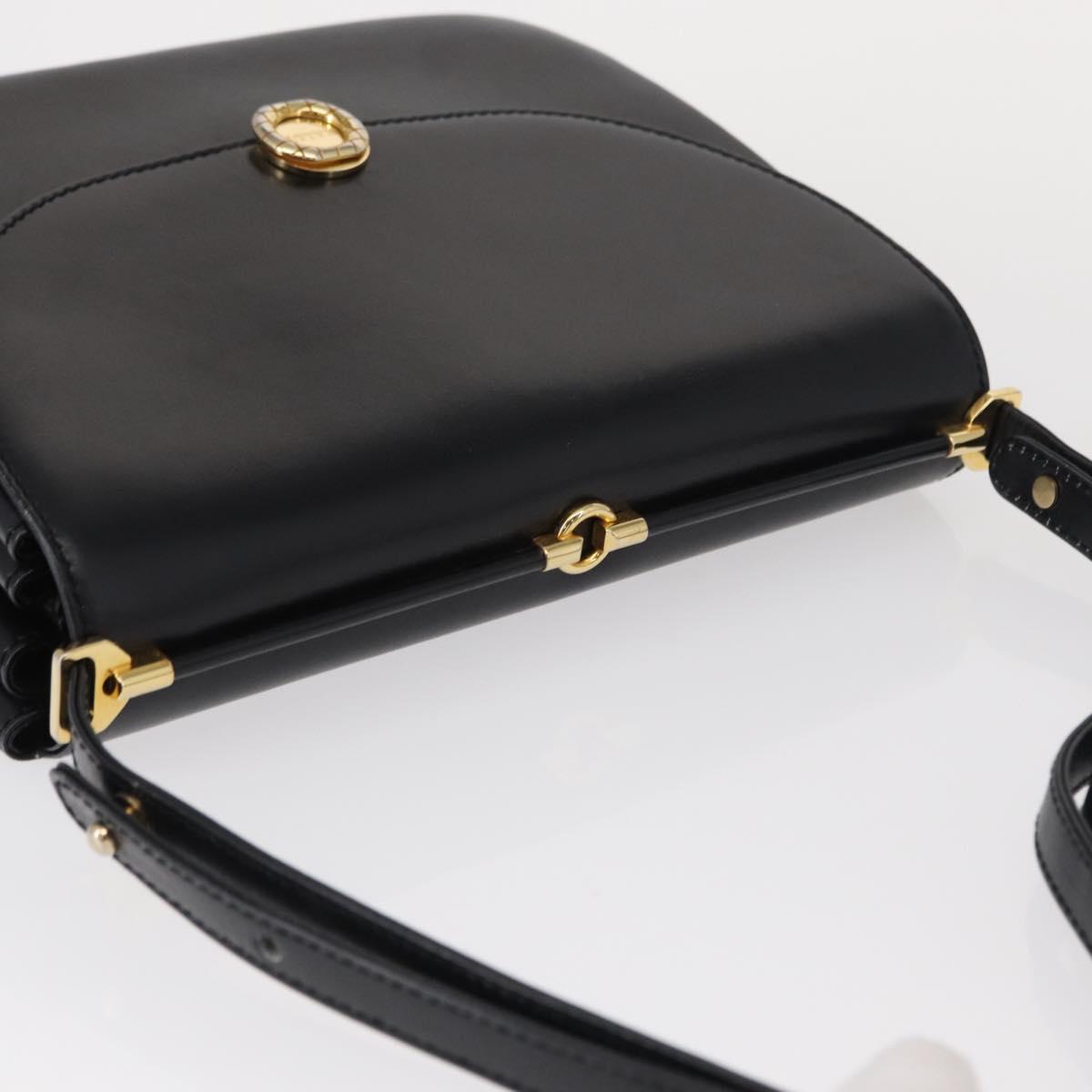 BALLY Shoulder Bag Leather Black Gold