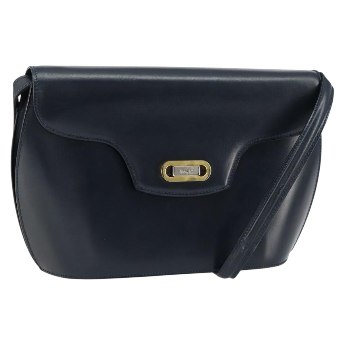 BALLY Shoulder Bag Leather Navy Gold
