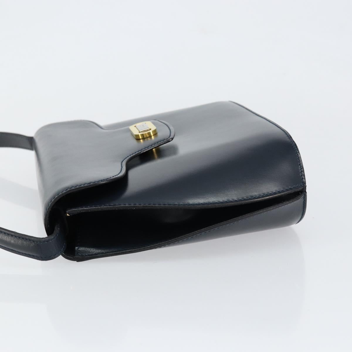 BALLY Shoulder Bag Leather Navy Gold
