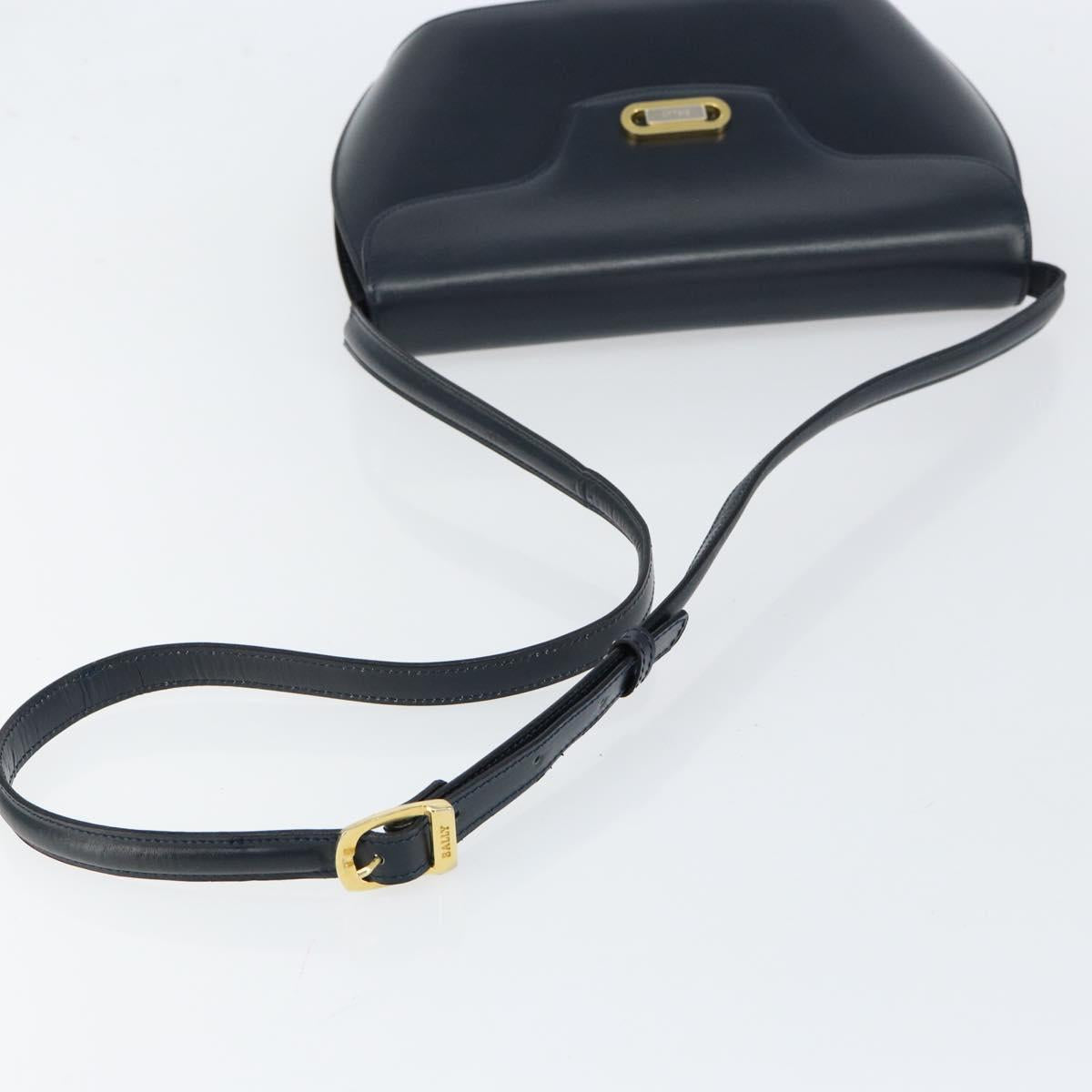 BALLY Shoulder Bag Leather Navy Gold