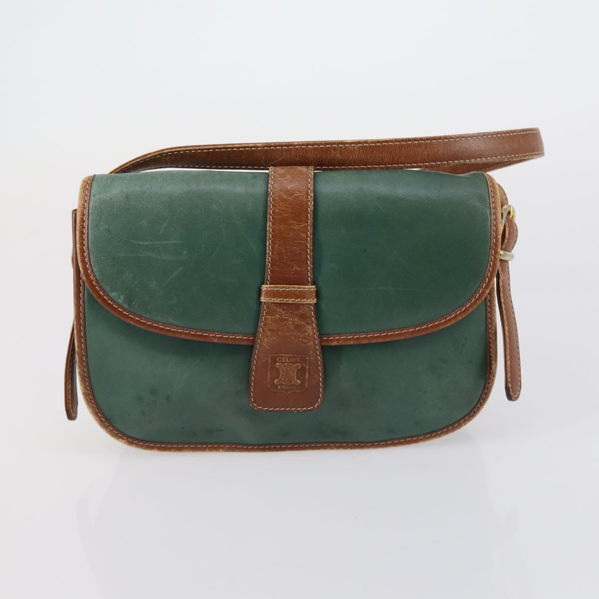 CELINE Givenchy Hand Bag Leather 2 Set Navy Green
