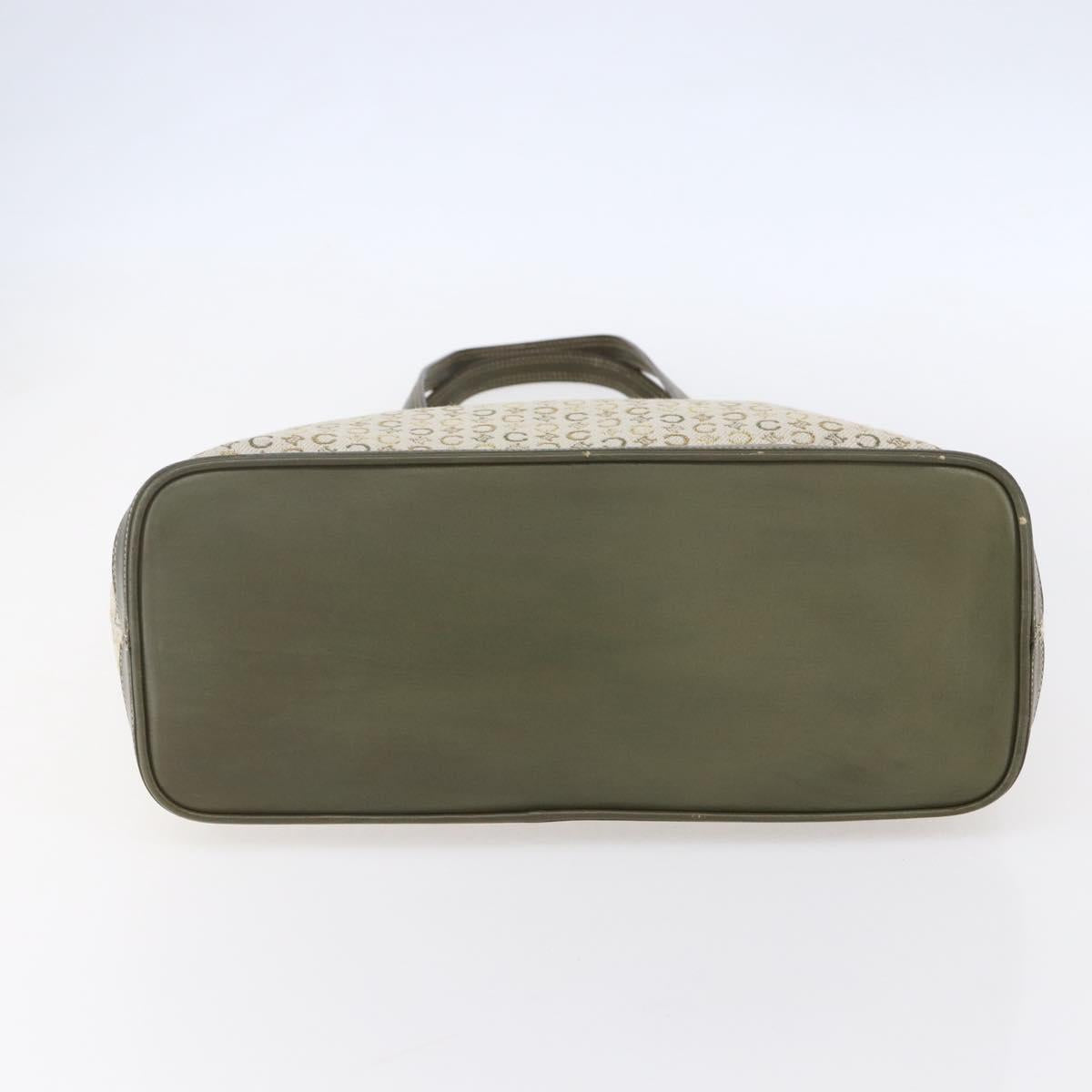 CELINE C Macadam Canvas Tote Bag Green Silver