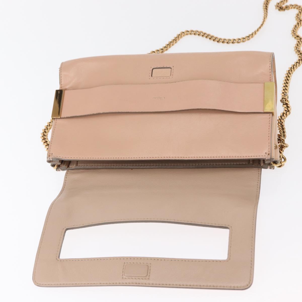 Chloe Chain Shoulder Bag Leather Pink Gold