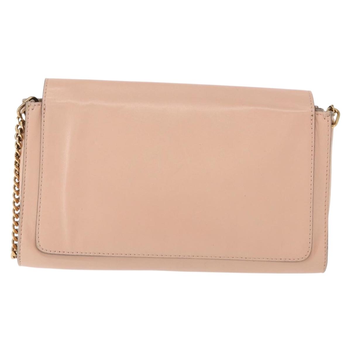 Chloe Chain Shoulder Bag Leather Pink Gold