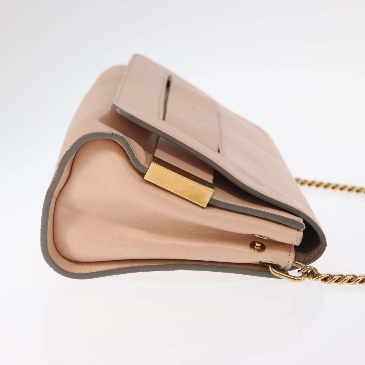 Chloe Chain Shoulder Bag Leather Pink Gold