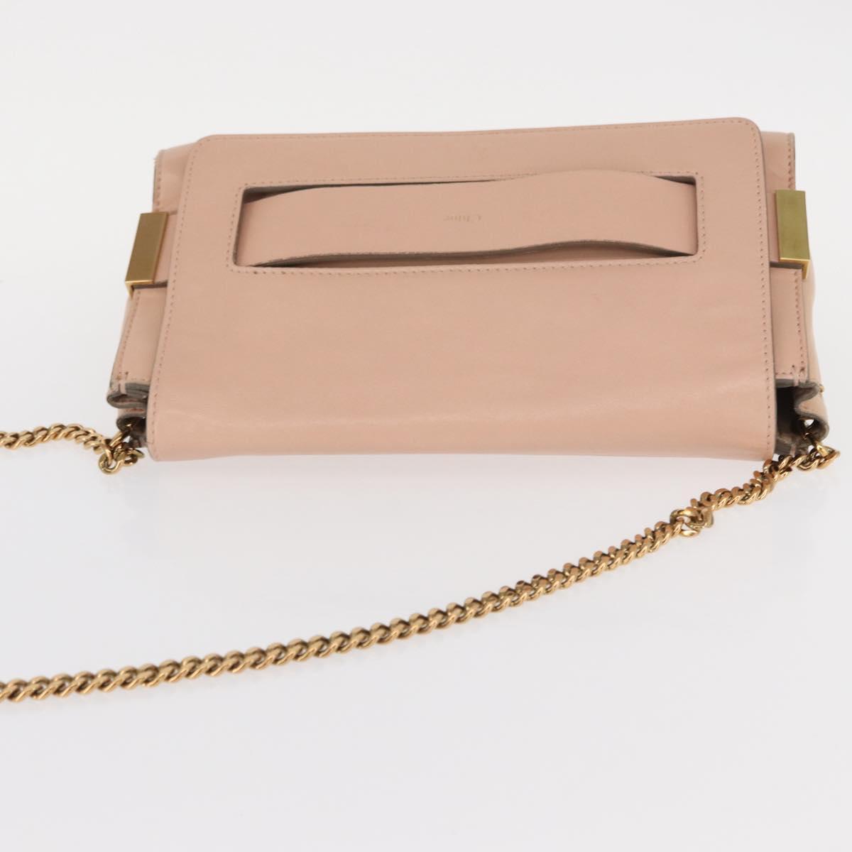 Chloe Chain Shoulder Bag Leather Pink Gold