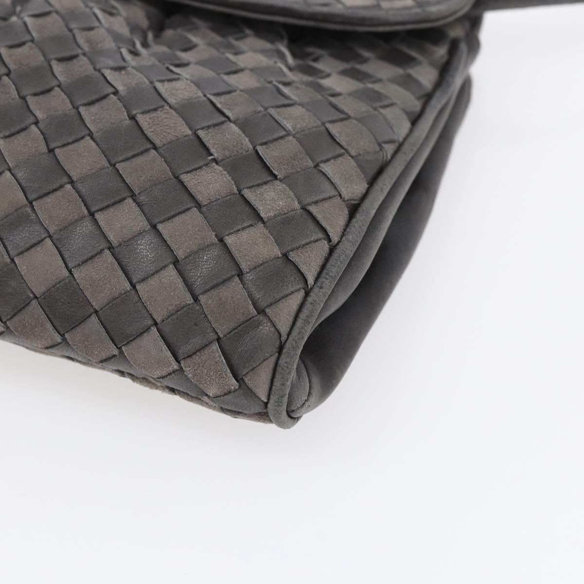 BALLY Shoulder Bag Leather Gray Gold