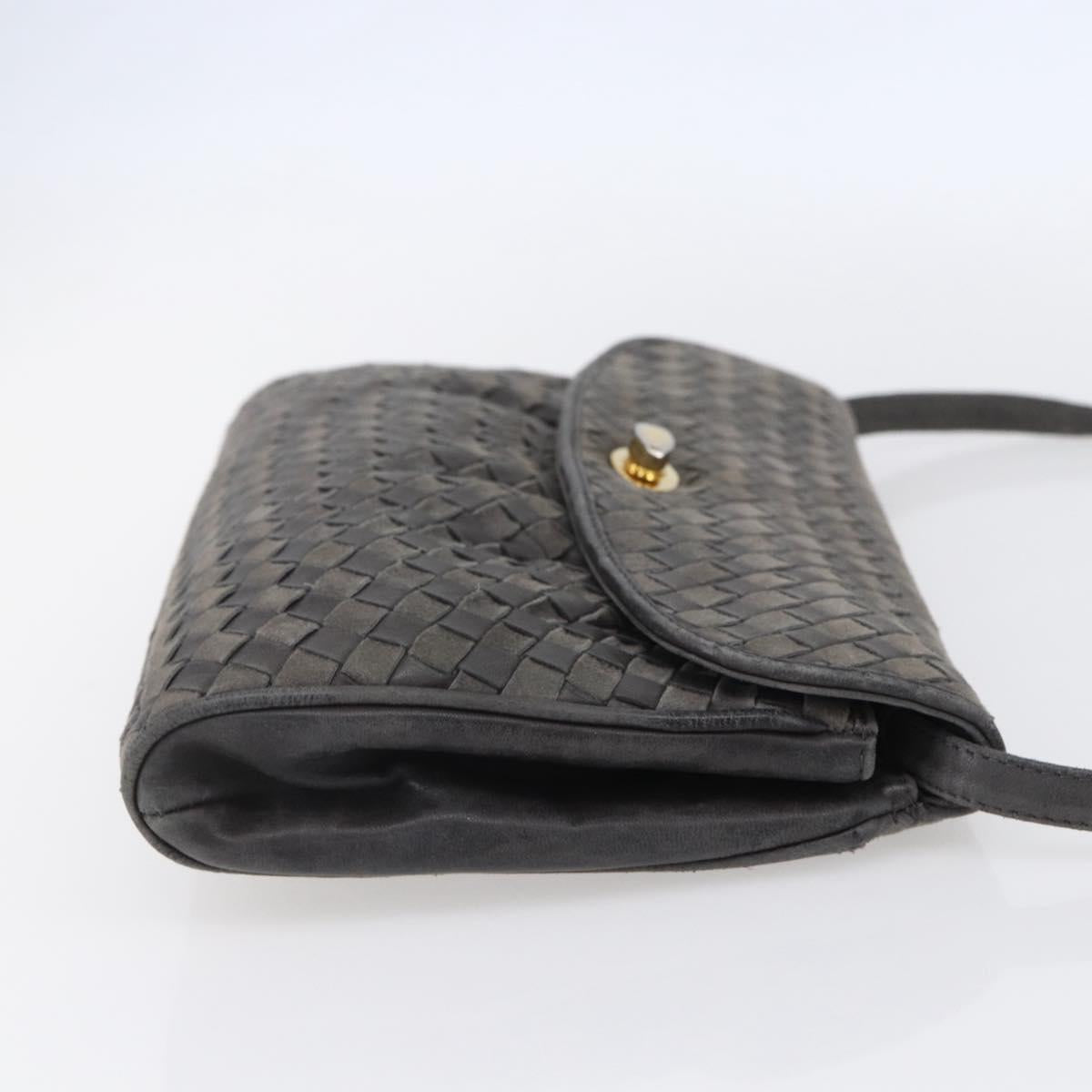 BALLY Shoulder Bag Leather Gray Gold