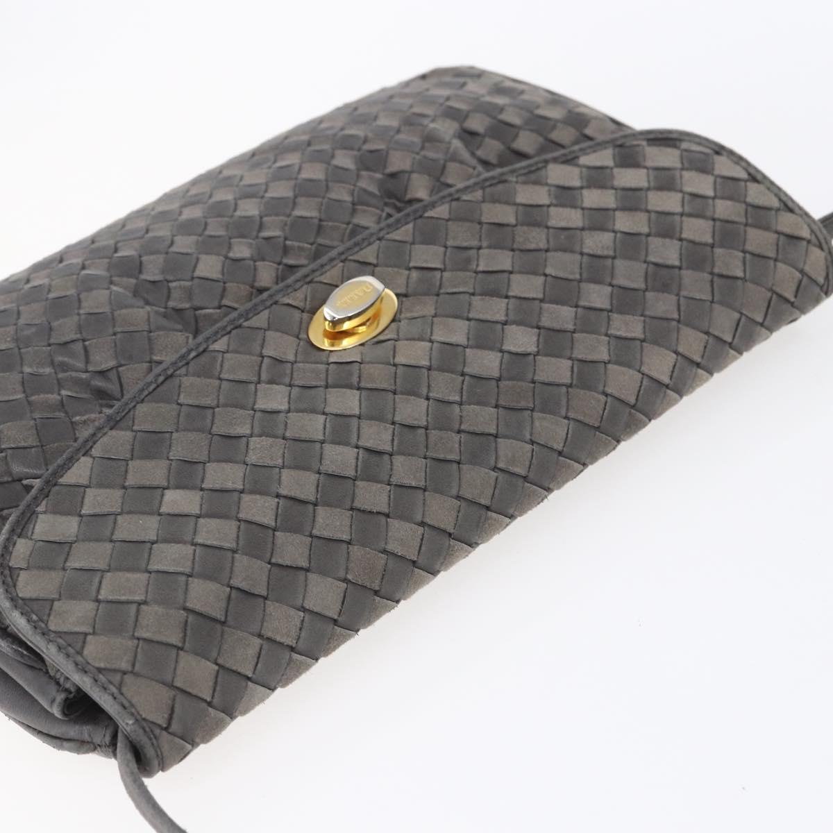 BALLY Shoulder Bag Leather Gray Gold