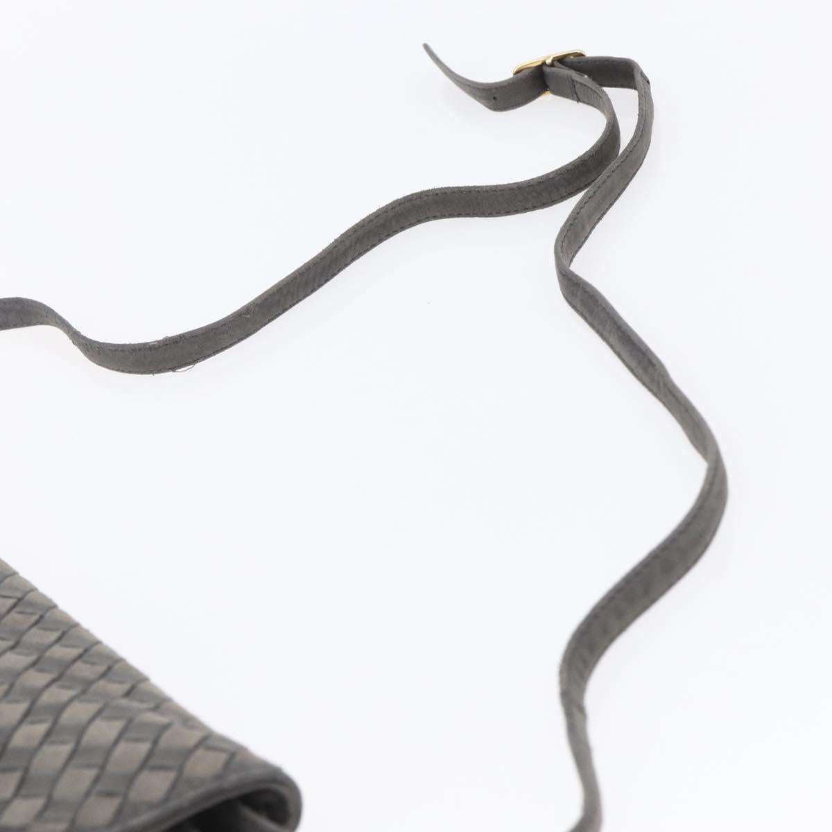 BALLY Shoulder Bag Leather Gray Gold