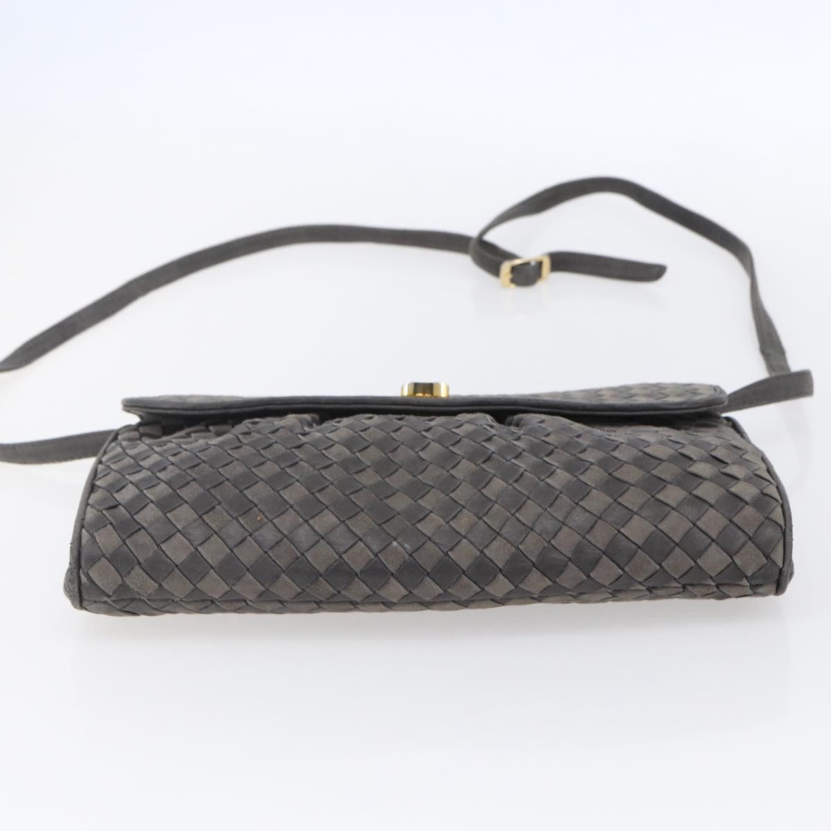 BALLY Shoulder Bag Leather Gray Gold