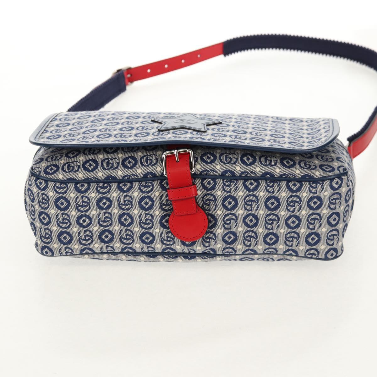 GUCCI Shoulder Bag Canvas Blue Silver 664143