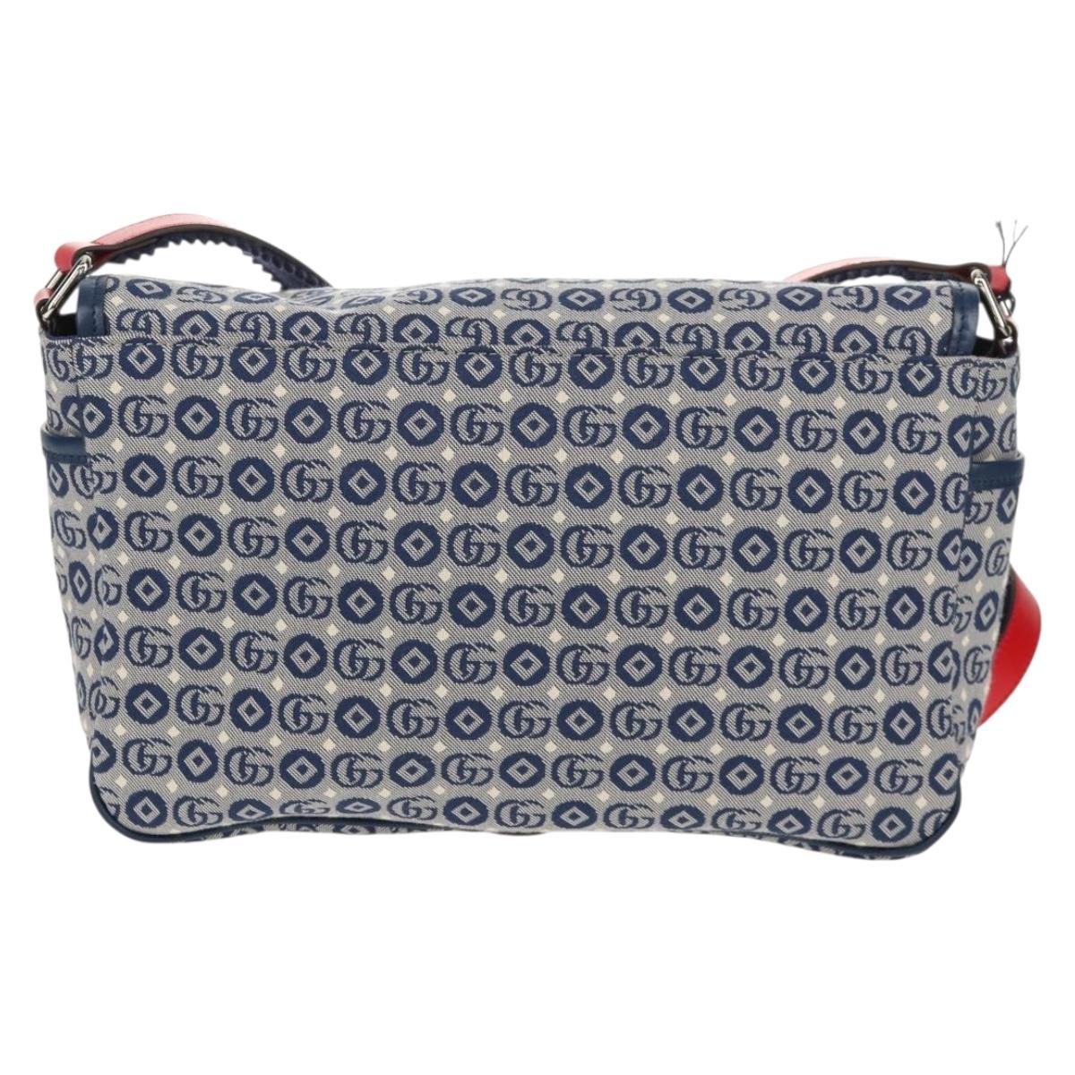 GUCCI Shoulder Bag Canvas Blue Silver 664143