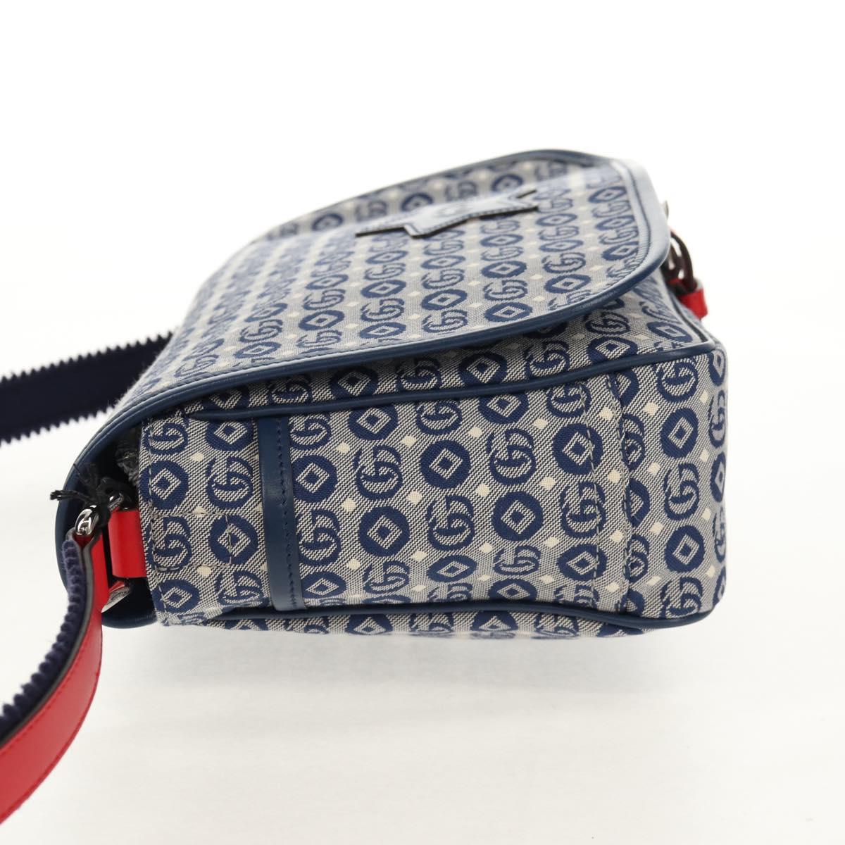 GUCCI Shoulder Bag Canvas Blue Silver 664143