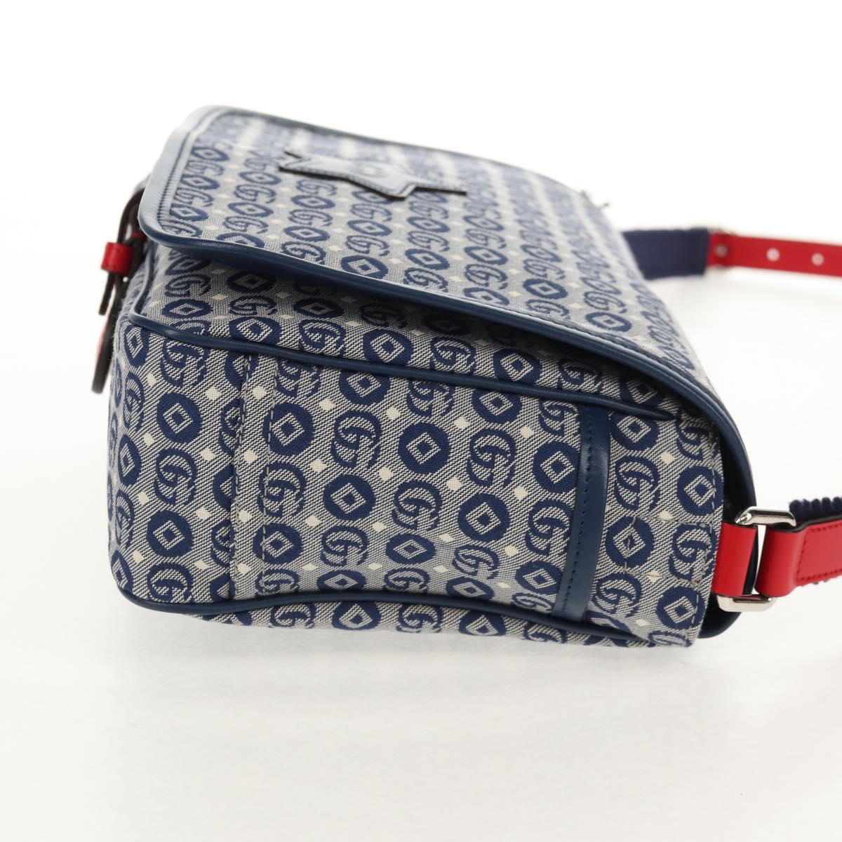GUCCI Shoulder Bag Canvas Blue Silver 664143