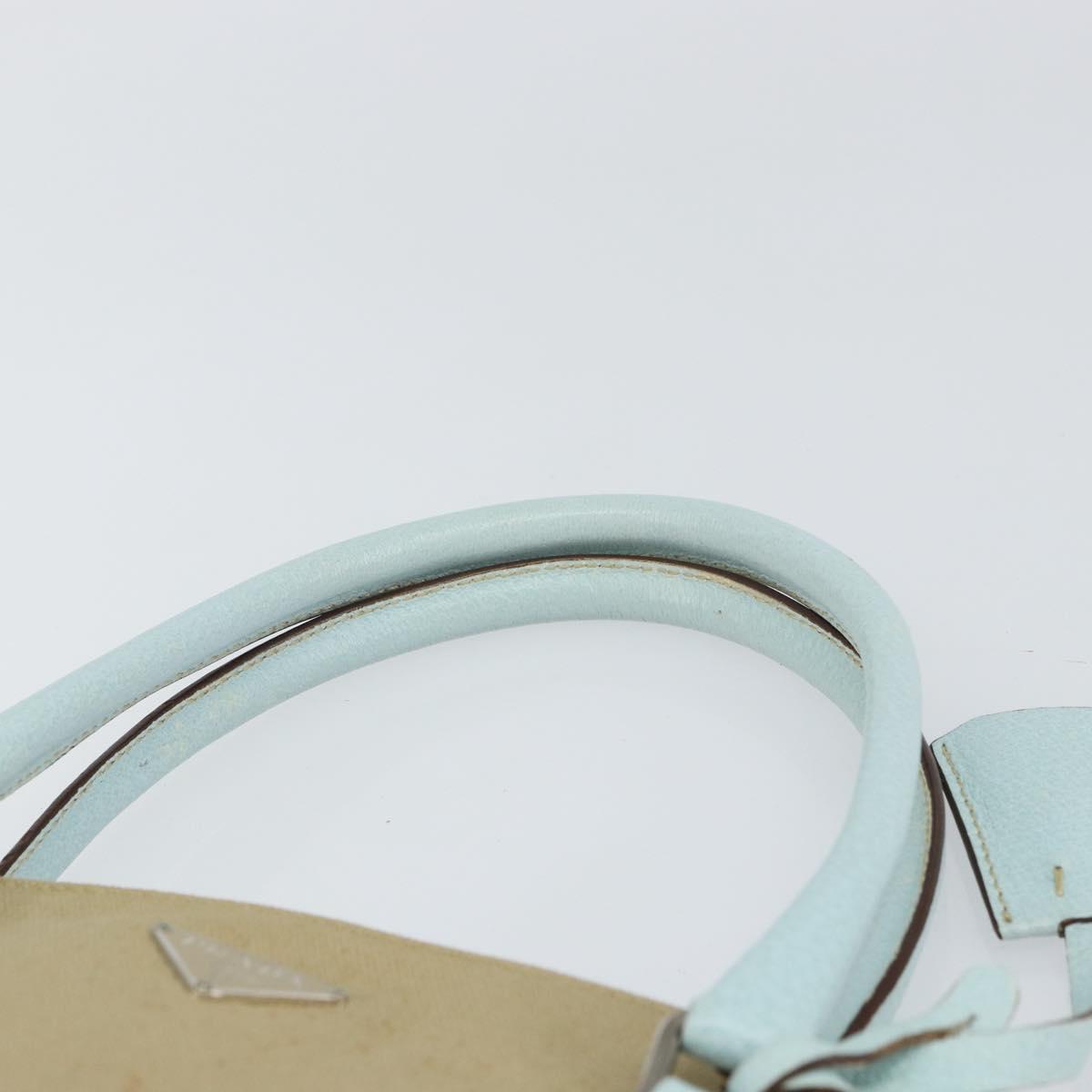 PRADA Hand Bag Canvas Silver Beige