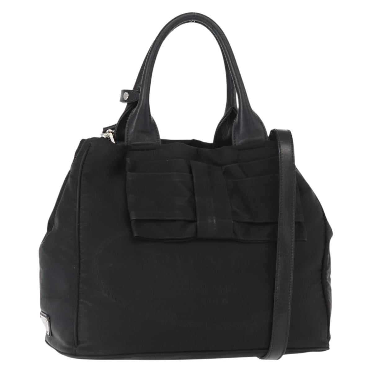 PRADA Hand Bag Nylon 2way Black Silver